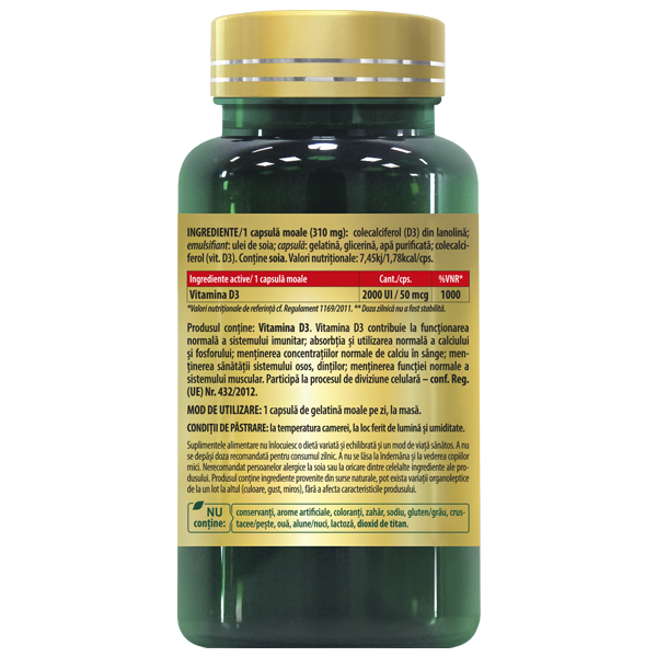 VITAMINA D3 2000 UI 4 VITAMINA D3 2000 UI supliment alimentar naturist Cosmopharm