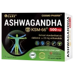 ASHWAGANDHA KSM-66 ~ 500 mg cu 25 mg Withanolide 2 KSM-66 Ashwagandha Cosmopharm – supliment alimentar pentru reducerea stresului, cresterea energiei si echilibrul organismului
