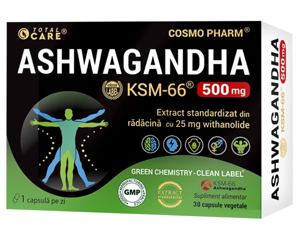 KSM-66 Ashwagandha Cosmopharm – supliment alimentar pentru reducerea stresului, cresterea energiei si echilibrul organismului