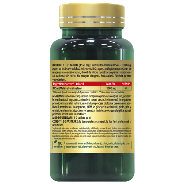 MSM 1000 mg 4 MSM 1000 mg Cosmopharm – supliment pentru articulatii sanatoase, reducerea durerii si mobilitate articulara