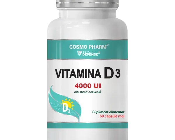 Vitamina D3 4000 UI Cosmopharm supliment pentru imunitate puternica si sanatatea oaselor