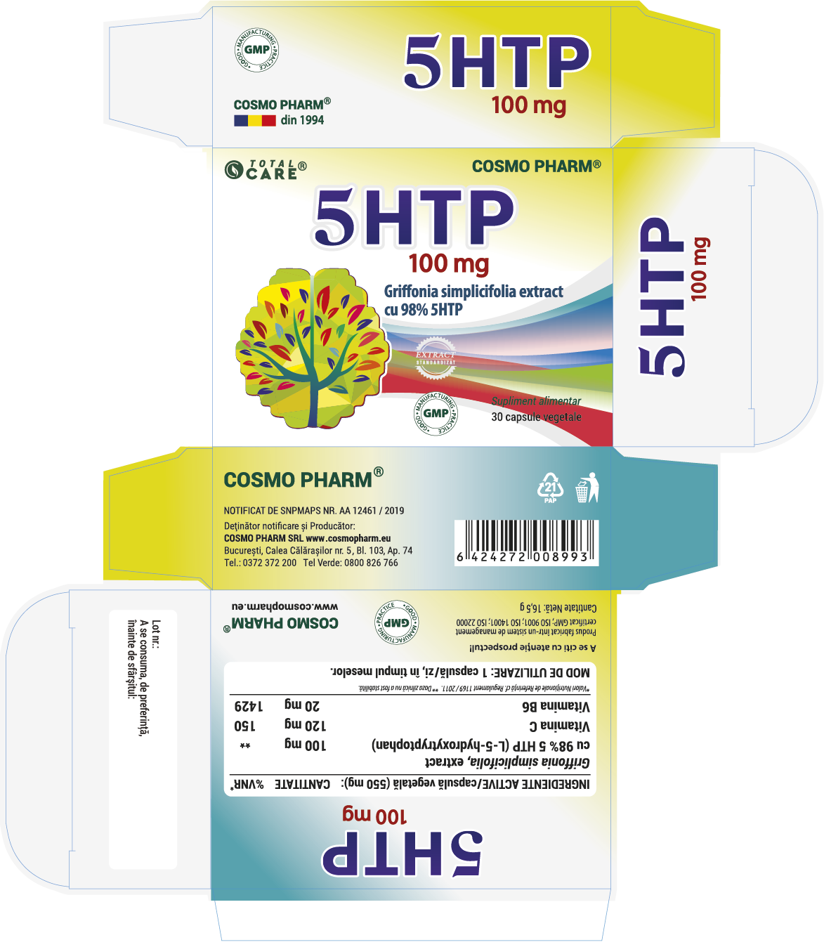 5 HTP 100 mg, 30 capsule vegetale 5 5 HTP 100 mg, 30 capsule vegetale - imagine 3