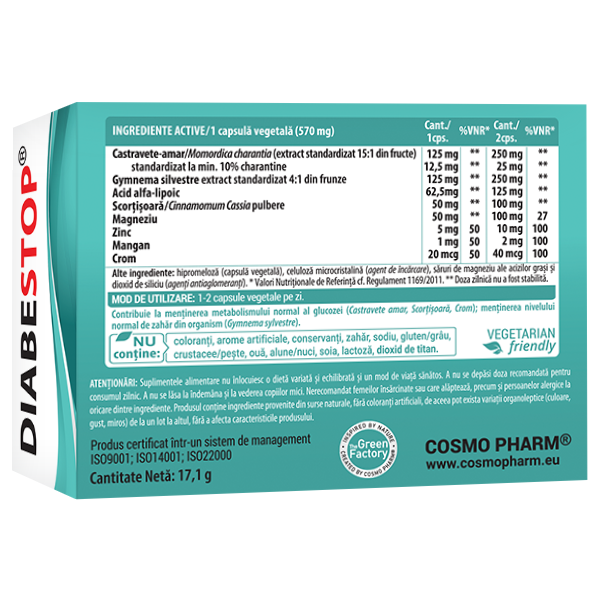 DIABESTOP, 30 Capsule Pentru Scaderea Glicemiei - imagine 3
