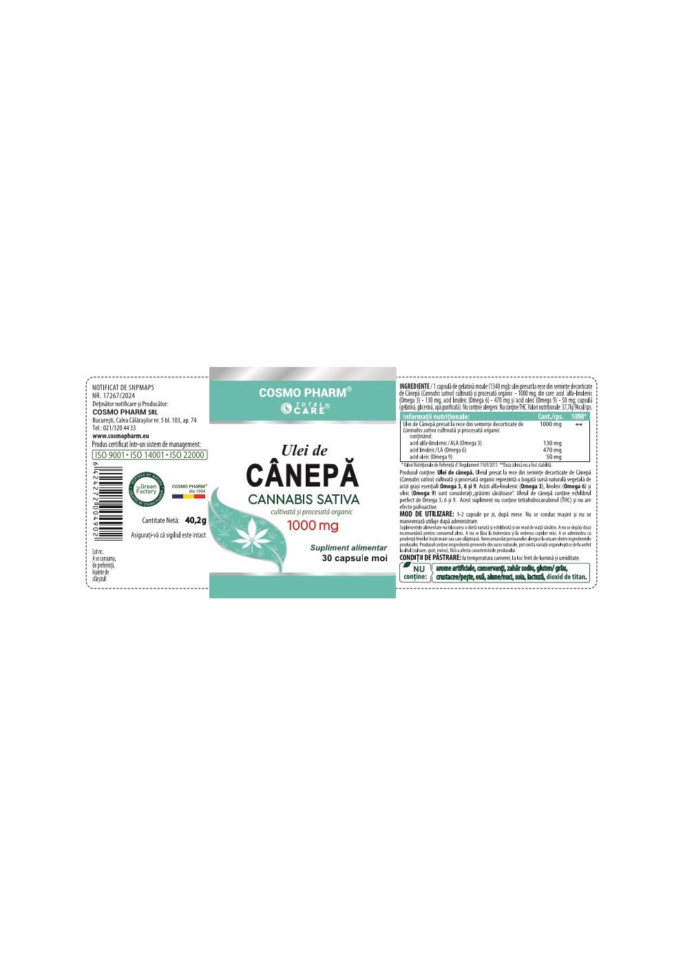 prospect ulei de canepa