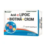 Acid Alfa Lipoic + Biotină + Crom – supliment antioxidant pentru susținerea metabolismului, echilibrul glicemic și sănătatea celulară | Cosmopharm