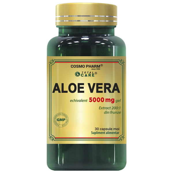 Aloe Vera Cosmopharm capsule – supliment alimentar pentru detoxifiere, imbunatatirea digestiei, reglarea tranzitului intestinal si sustinerea sistemului imunitar
