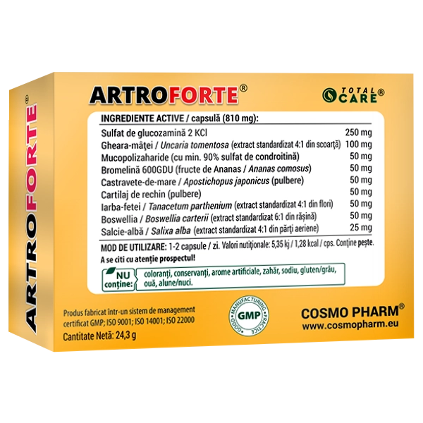 ARTROFORTE, 30 cps. – Supliment Pentru Articulatii Sanatoase 4 artroforte-cosmopharm-supliment-articulatii-capsule