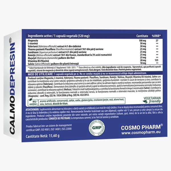 CALMO DEPRESIN - Antidepresiv Antianxios, 10 / 30 cps 4 Calmo Depresin Cosmopharm supliment natural pentru reducerea stresului si echilibru emotional