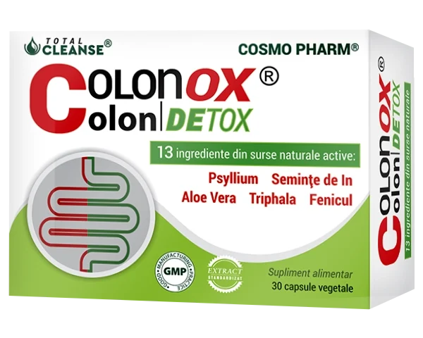 Colonox Colon Detox Cosmopharm supliment alimentar pentru sustinerea digestiei, detoxifierea colonului si tranzit intestinal normal