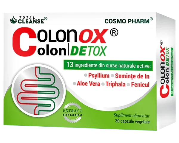Colonox Colon Detox Cosmopharm supliment alimentar pentru sustinerea digestiei, detoxifierea colonului si tranzit intestinal normal