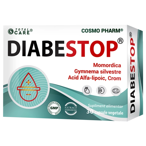Diabestop Cosmopharm supliment alimentar pentru sustinerea nivelului normal al glicemiei si metabolismului glucidelor