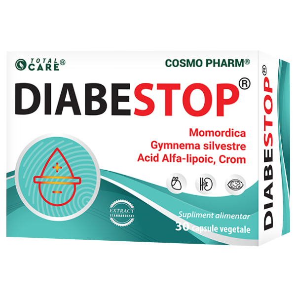 Diabestop Cosmopharm supliment alimentar pentru sustinerea nivelului normal al glicemiei si metabolismului glucidelor