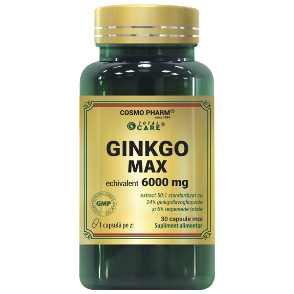 Ginkgo Biloba 120 mg Ginkgo Max Cosmopharm – supliment pentru memorie, concentrare si sustinerea circulatiei cerebrale