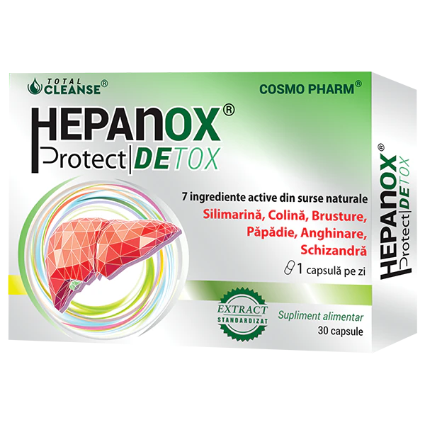 Hepanox Cosmopharm supliment alimentar protector hepatic pentru sustinerea functiei ficatului si detoxifiere, 30 capsule