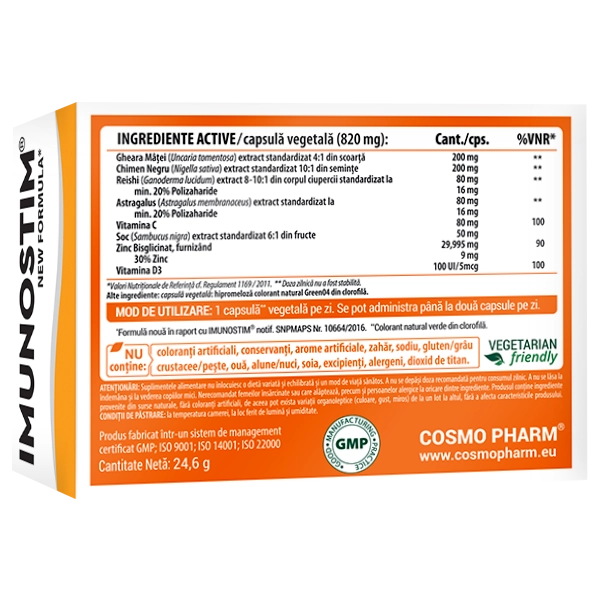 Imunostim – Formula noua avansata pentru stimularea imunitatii 4 Imunostim Cosmopharm supliment alimentar pentru sustinerea sistemului imunitar si protectie antioxidanta
