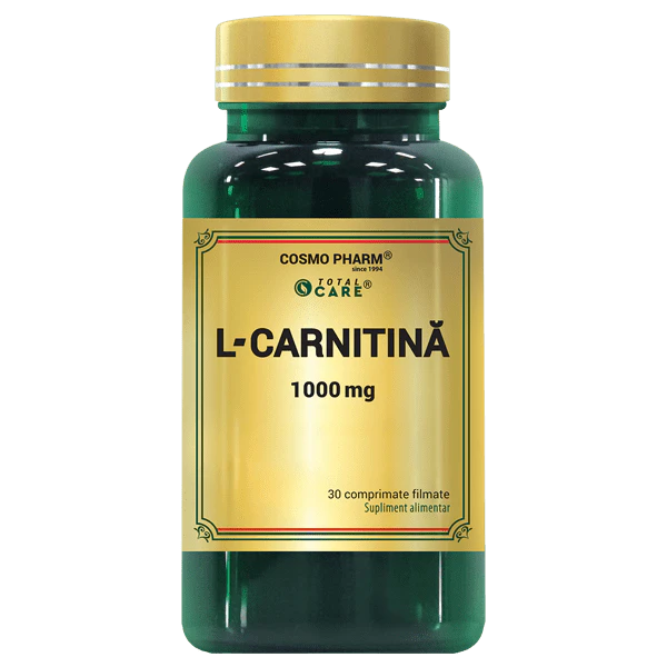 Flacon L‑Carnitina 1000 mg – supliment alimentar cu tartrat de L‑Carnitina pentru transformarea grăsimilor în energie, susținerea masei musculare și performanței fizice | Cosmopharm