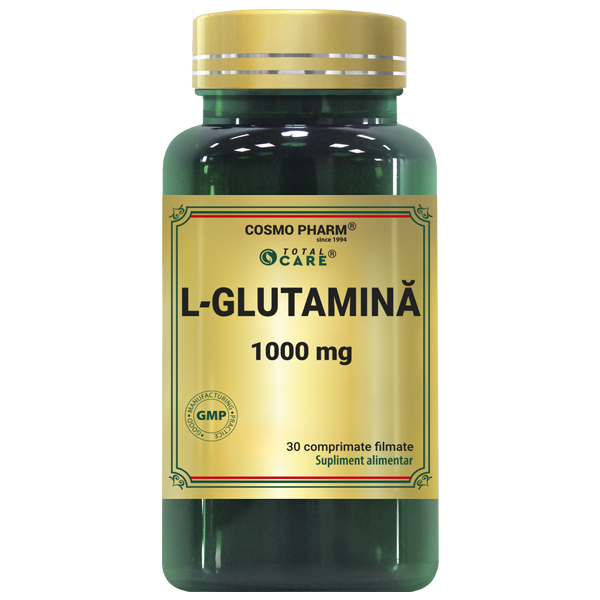 L-Glutamina 1000 mg Cosmopharm – supliment alimentar pentru susținerea recuperării musculare după efort, sănătății sistemului imunitar și regenerării organismului
