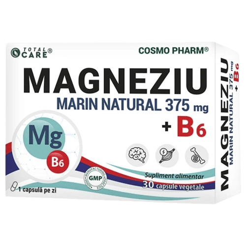 Magneziu marin 375 + B6 Premium Formula Cosmopharm supliment alimentar pentru sustinerea sistemului nervos si sanatatea musculara