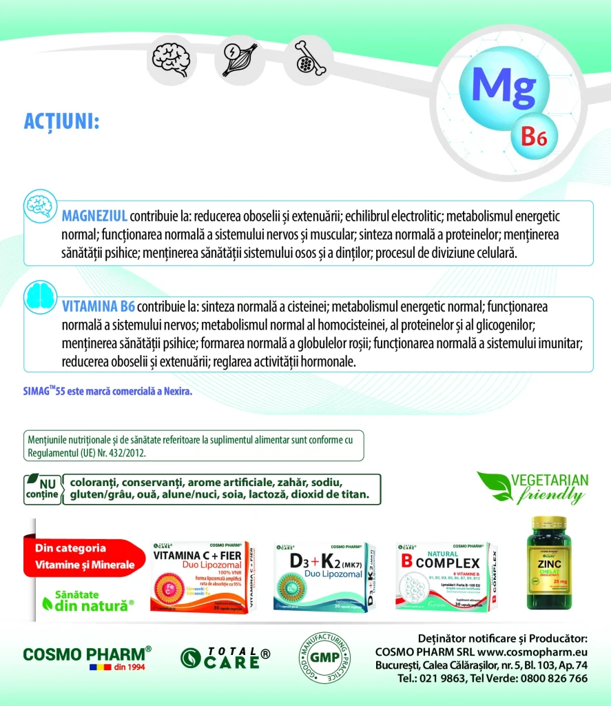 Magneziu Marin Natural 375 + B6 Premium – Stres, Nervozitate capsule vegetale 7 magneziu marin prospect beneficii