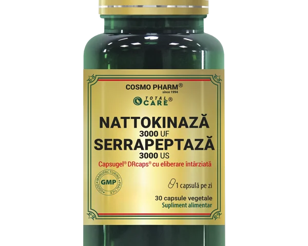 Nattokinază – Serrapeptază Cosmopharm – supliment alimentar pentru sustinerea circulatiei sanguine si sanatatii inimii