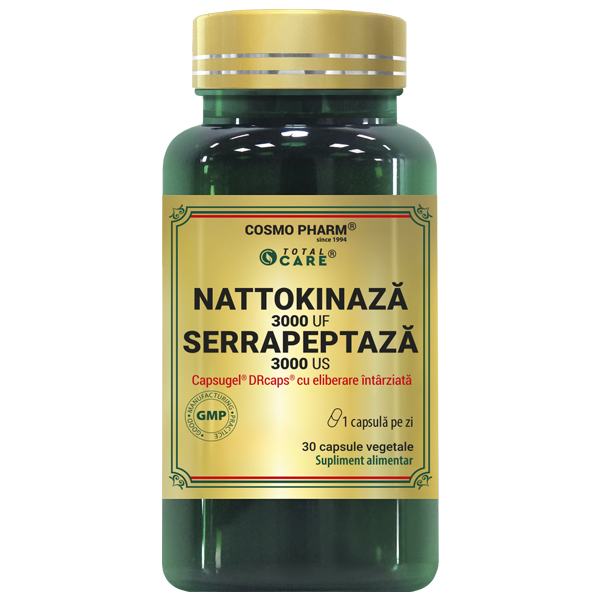 Nattokinază – Serrapeptază Cosmopharm – supliment alimentar pentru sustinerea circulatiei sanguine si sanatatii inimii