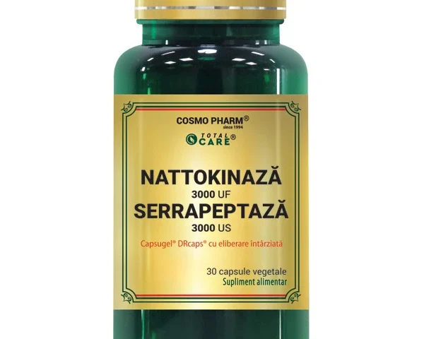 Nattokinază – Serrapeptază Cosmopharm – supliment alimentar pentru sustinerea circulatiei sanguine si sanatatii inimii