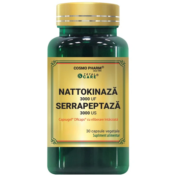 Nattokinază – Serrapeptază Cosmopharm – supliment alimentar pentru sustinerea circulatiei sanguine si sanatatii inimii