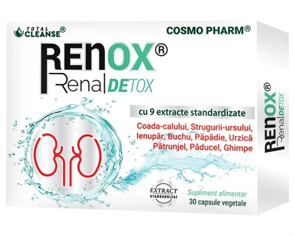Renox Renal Detox Cosmopharm – supliment alimentar pentru sustinerea functiei renale si detoxifierea rinichilor