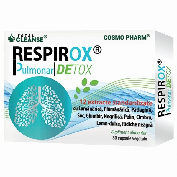 Respirox Pulmonar Detox Cosmopharm supliment pentru detoxifierea plămânilor
