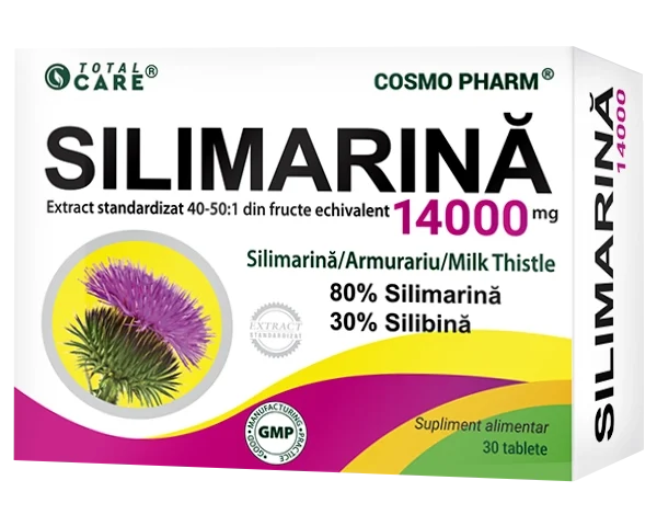 Silimarina 14000 mg Cosmopharm – supliment alimentar pentru sustinerea si detoxifierea ficatului