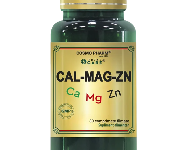 Calciu magneziu zinc Cosmopharm supliment alimentar cu calciu magneziu si zinc pentru sustinerea oaselor, muschilor si sistemului imunitar