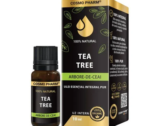 Ulei esențial de Arbore de Ceai (Tea Tree) Cosmopharm supliment natural cu efect antiseptic și pentru piele sănătoasă