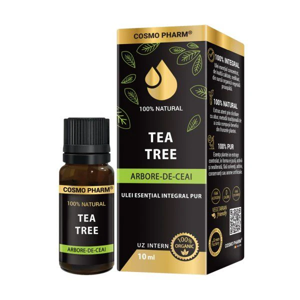 Ulei esențial de Arbore de Ceai (Tea Tree) Cosmopharm supliment natural cu efect antiseptic și pentru piele sănătoasă