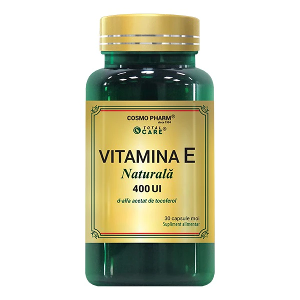 Vitamina E Naturala Cosmopharm supliment alimentar antioxidant pentru protectia celulelor si sustinerea sanatatii pielii