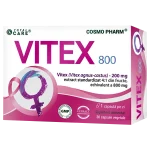 Vitex 800 - Supliment Menopauza - Premenopauza 1 Vitex 800 Cosmopharm – supliment alimentar pentru echilibru hormonal si sanatatea sistemului reproducator feminin vitex si menopauza