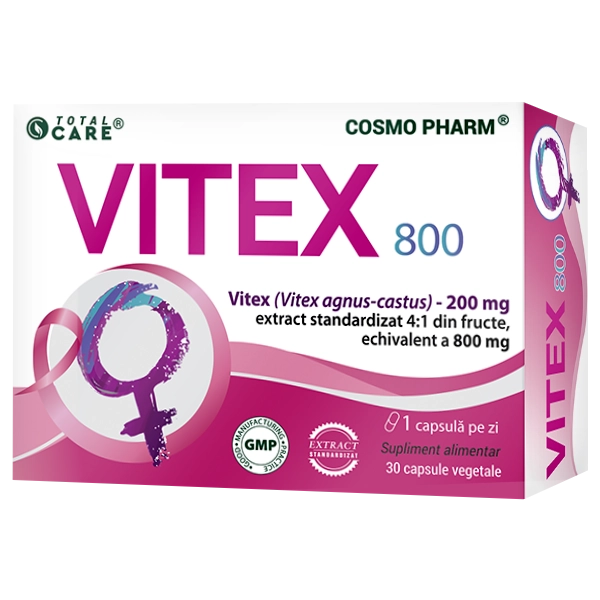 Vitex 800 Cosmopharm – supliment alimentar pentru echilibru hormonal si sanatatea sistemului reproducator feminin vitex si menopauza