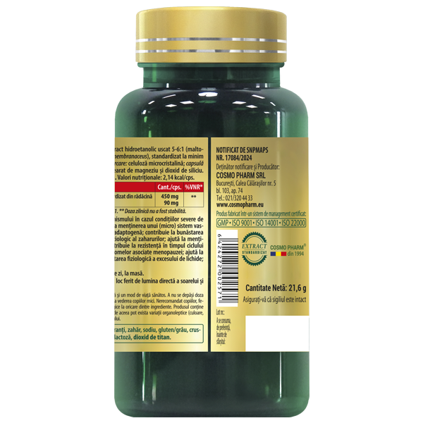 ASTRAGALUS extract 450 mg, echivalent a 9000 mg 5 Astragalus Cosmopharm capsule 450 mg (echivalent 9000 mg extract) – supliment natural pentru imunitate, rezistenta la stres si cresterea energiei si vitalitatii