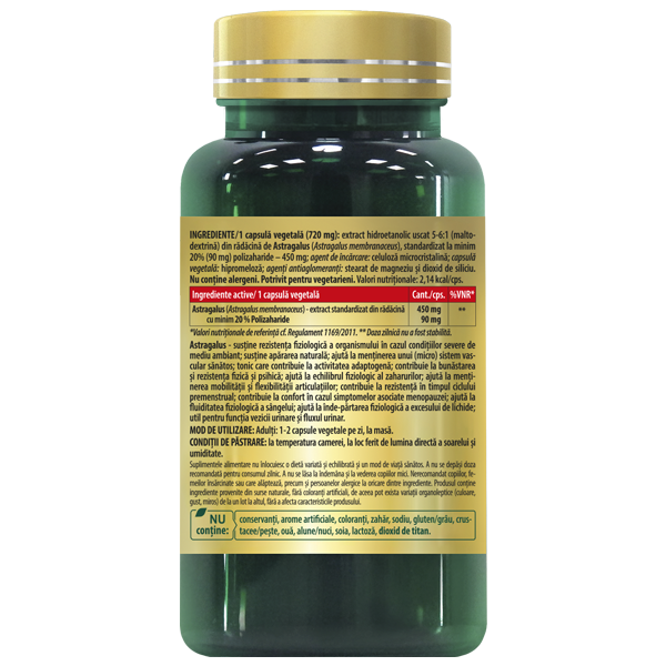 ASTRAGALUS extract 450 mg, echivalent a 9000 mg 4 Astragalus Cosmopharm capsule 450 mg (echivalent 9000 mg extract) – supliment natural pentru imunitate, rezistenta la stres si cresterea energiei si vitalitatii