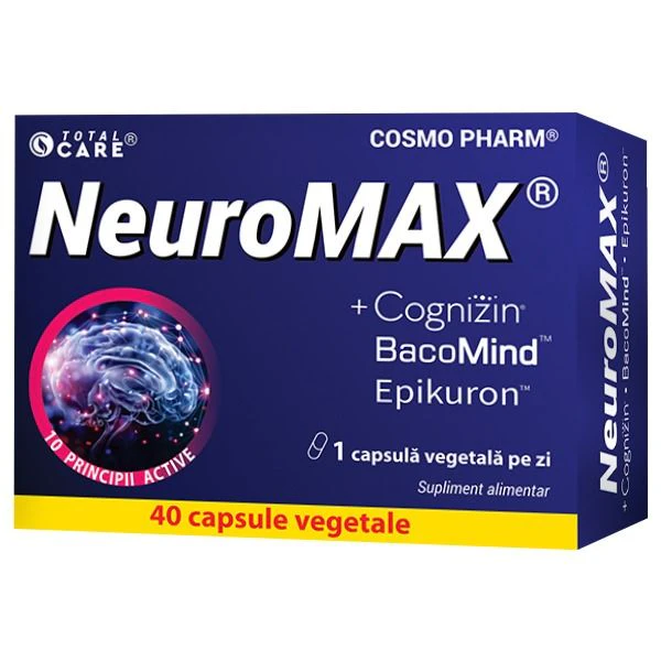 Neuromax Cosmopharm pastile pentru memorie si concentrare cu efect rapid – supliment pentru sustinerea functiilor cognitive, atentiei si performantei mentale