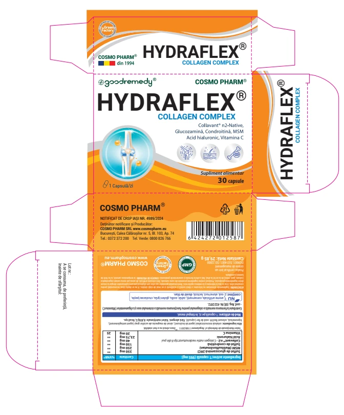 Hydraflex Cosmopharm capsule – supliment cu colagen de noua generatie pentru sustinerea articulatiilor, mobilitate si flexibilitate, administrare usoara cu o capsula pe zi