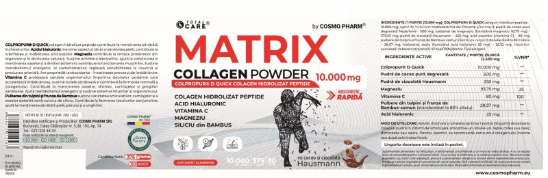 MATRIX COLLAGEN POWDER 10.000 MG - Colagen Hidrolizat Peptide - imagine 3
