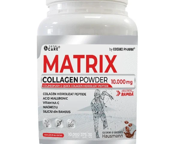 Matrix Collagen Powder Cosmopharm pudra de colagen pentru sanatatea pielii, parului si unghiilor