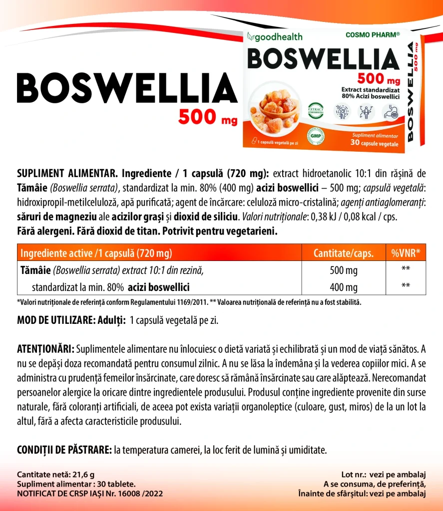 BOSWELLIA - Extract Tămâie 6 tamaie extract boswellia prospect