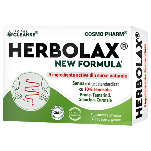 Herbolax New Formula Cosmopharm – supliment alimentar pentru sustinerea digestiei si a tranzitului intestinal