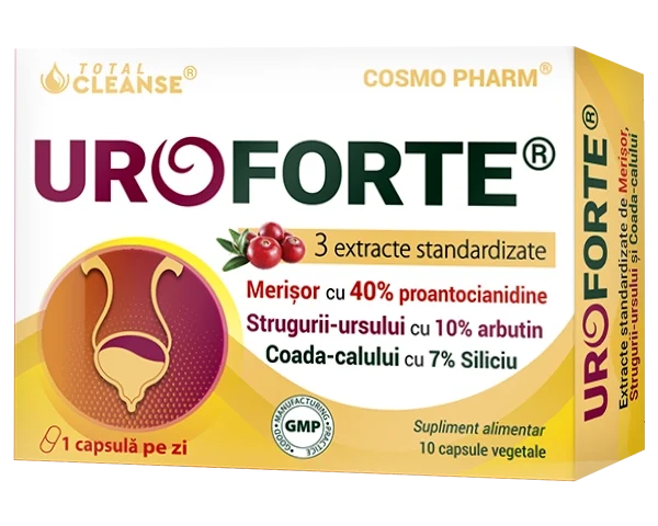 UroForte Cosmopharm supliment alimentar pentru infectii urinare si sanatatea tractului urinar, 30 capsule