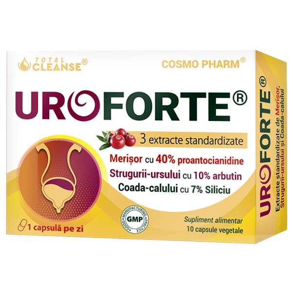 UroForte Cosmopharm supliment alimentar pentru infectii urinare si sanatatea tractului urinar, 30 capsule