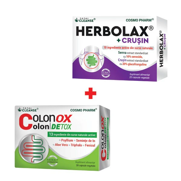 Pachetul promotional contine cate o cutie de HERBOLAX si CRUSIN