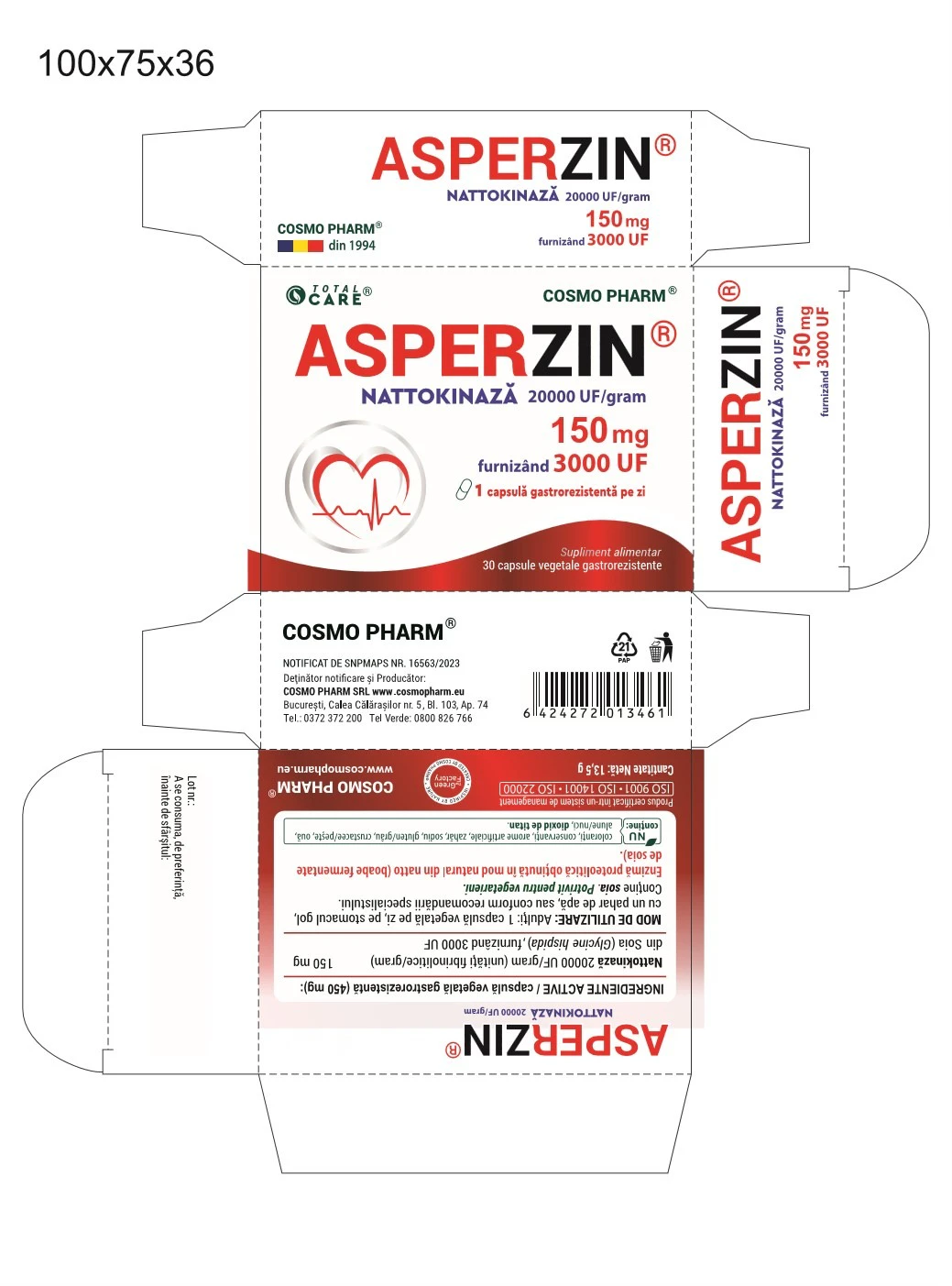 Asperzin Cosmopharm supliment pentru sustinerea sanatatii inimii si a circulatiei sanguine
