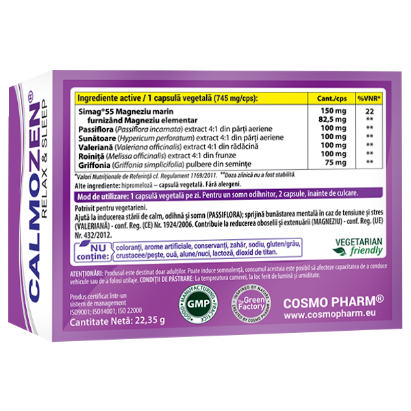 Calmozen Cosmopharm – supliment alimentar pentru relaxare si reducerea stresului