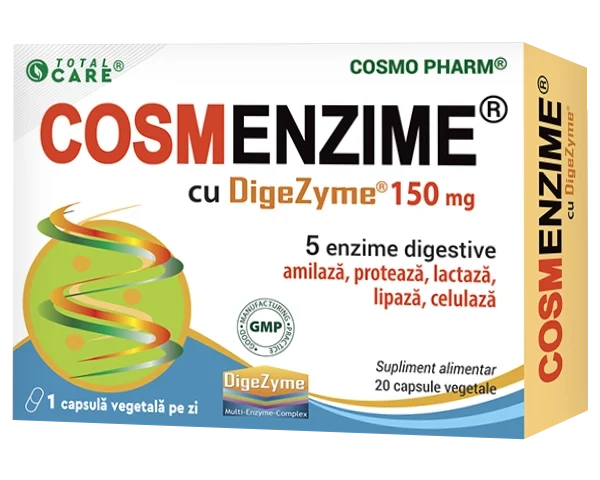 Supliment Cosmenzime Total Care Cosmo Pharm – enzime digestive pentru balonare și tranzit intestinal